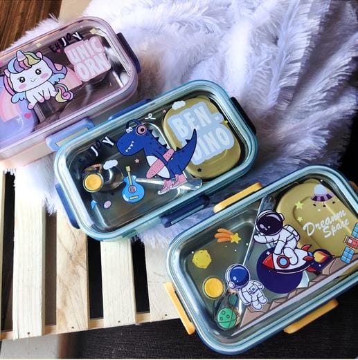 2 Grid Steel Lunch Box With Container