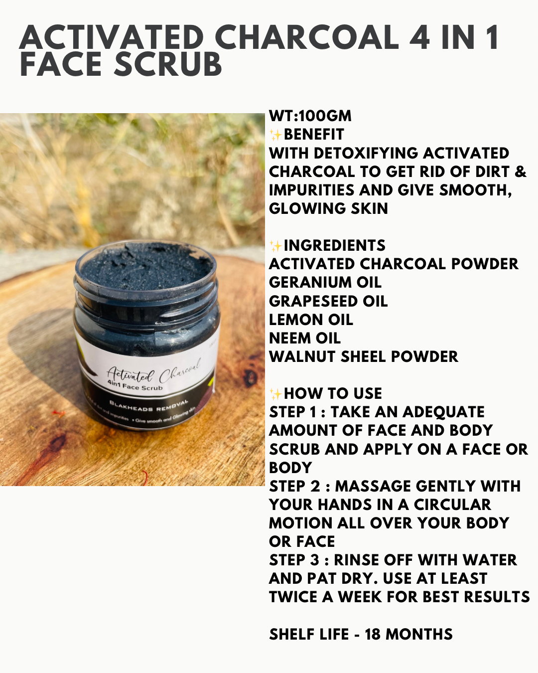 Activated Charcoal 4-in-1 Face Scrub